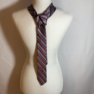 Calvin Klein Grey/Silver & Red Striped Tie
